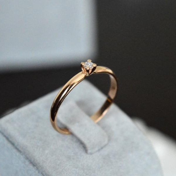 Sužadėtuvių žiedas su deimantu 0.06 ct - Image 3
