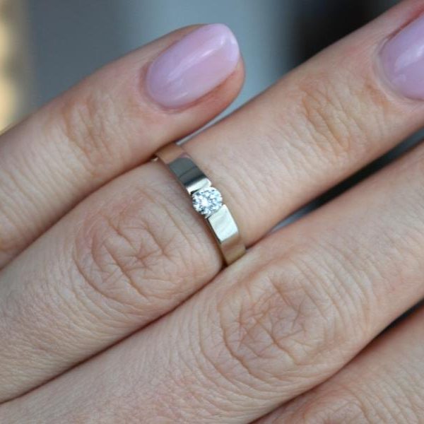 Sužadėtuvių žiedas su deimantu 0.185 ct - Image 4