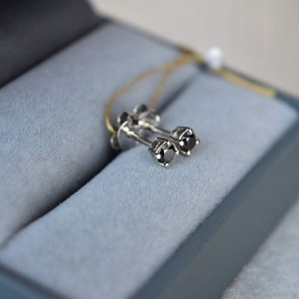 Auskarai su juodais deimantais 0.28 ct. - Image 3