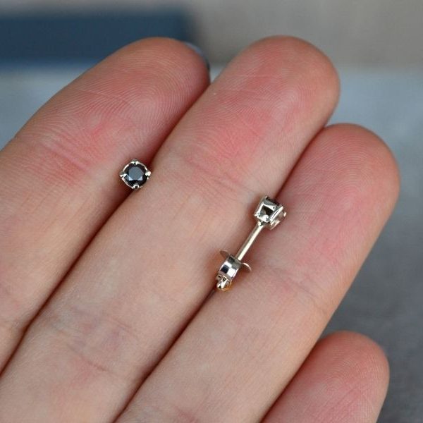 Auskarai su juodais deimantais 0.28 ct. - Image 4