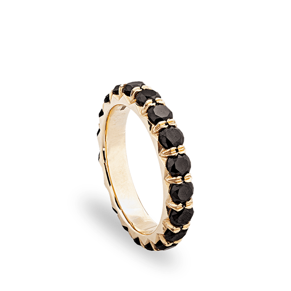Auksinis žiedas su juodais deimantais 3.115 ct