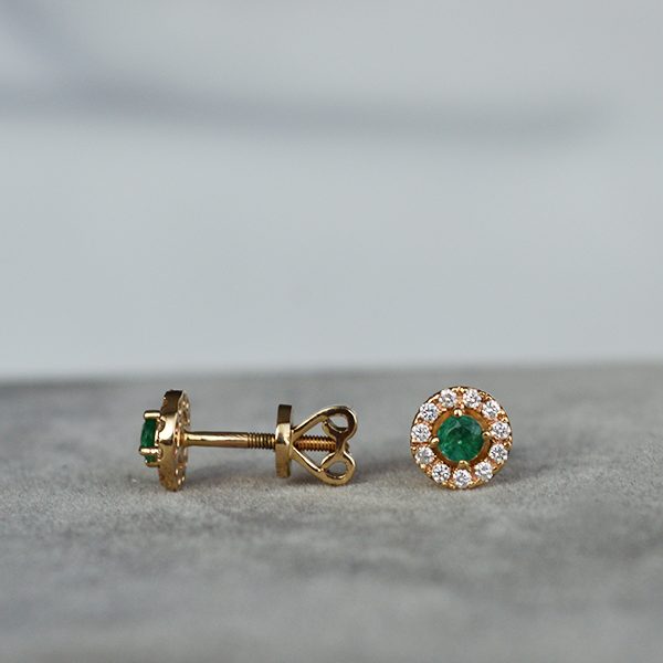 Auskarai su deimantais ir smaragdais - Image 3