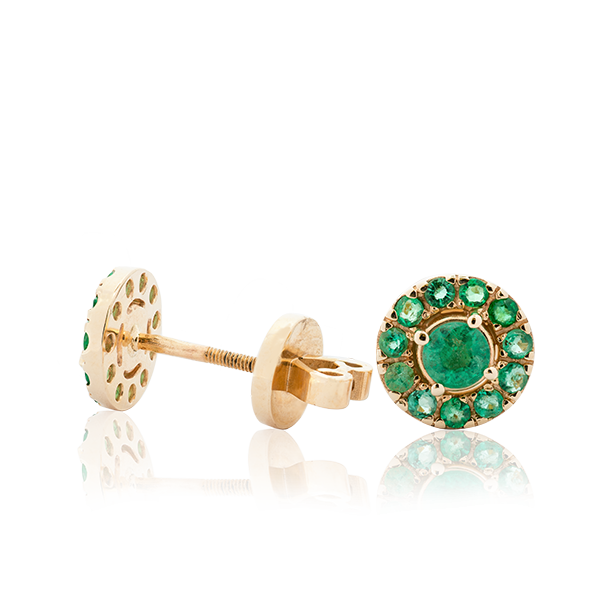 Auksiniai auskarai su smaragdais 0.942 ct.