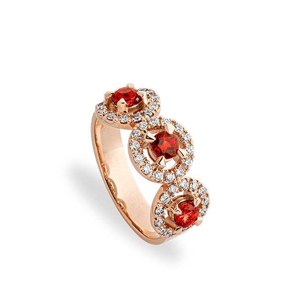 Auksinis žiedas su safyrais ir deimantais