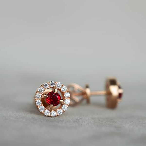 Auksiniai auskarai su deimantais ir safyrais - Image 4