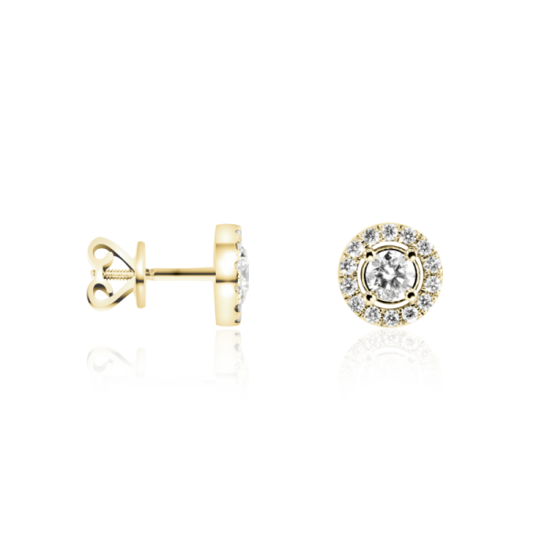 geltono aukso halo auskarai su deimantais