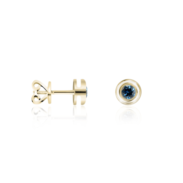 geltono aukso auskarai vinukai su safyrais